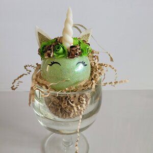 Light Tinkerbell Green Sparkle Unicorn‎ Ornament, customized with name